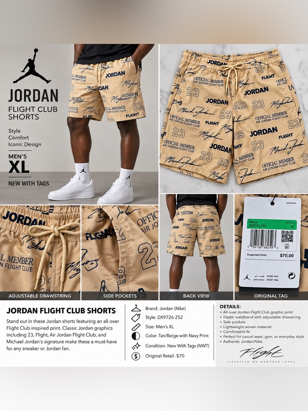 🔥 Jordan Flight Club Men’s Shorts – Size XL